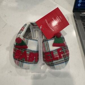 Festive Plaid Baby Elf Slippers